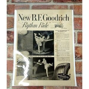 BF Goodrich Tires - Ice Skaters -‎ Rythm Ride - 1950 Original Retro Vtg PRINT AD